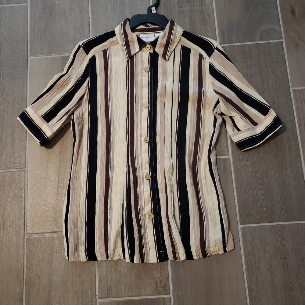 Striped button top